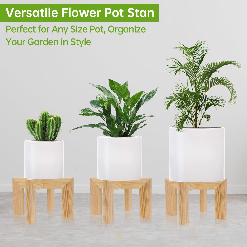 hismocal Wood Plant Stand Indoor/Outdoor for Plants  Large Size Planter Stand Holder Sturdy and Stable Flower Pot Stand Fits Most Size Flower Pots In Room (1 Pack-White) - Image 3